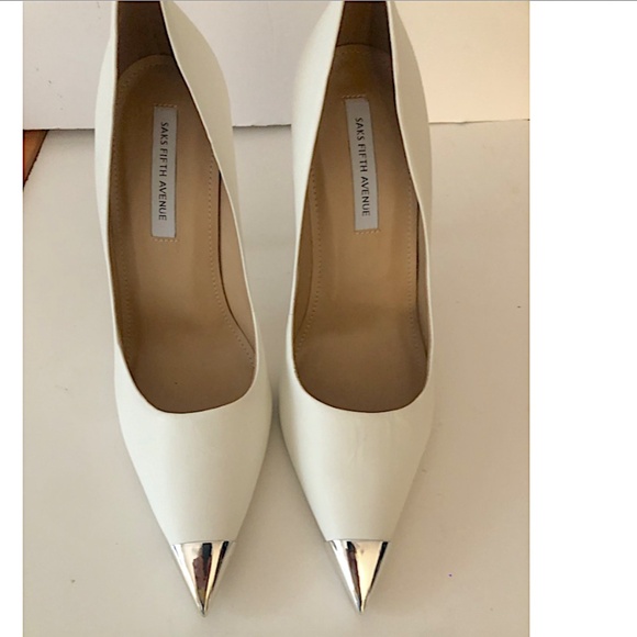 SAKS FIFTH AVENUE Women's Cap-Toe Leather Stiletto Pumps - Picture 5 of 8
